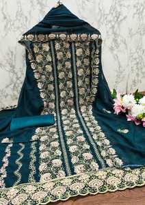 Nouveau Designer pure soie quatre jorjet avec broderie travail Robe Matériel Costume pour les femmes - Product Image 3