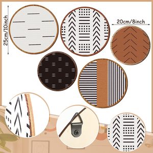 Farmhouse Home Wall Decor Letrero de diamante de madera Arte de la pared Marco de madera Colgando Wall Art Prints(Round 5 Pieces) - Product Image 3
