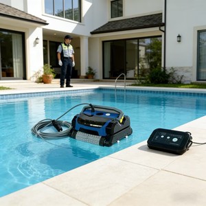Robot Limpiador <span class=keywords><strong>de</strong></span> Piscinas Inteligente <span class=keywords><strong>con</strong></span> Cable, Montado en la Pared, Automático, Accesorio para Piscinas, Enchufe Europeo - Product Image 1