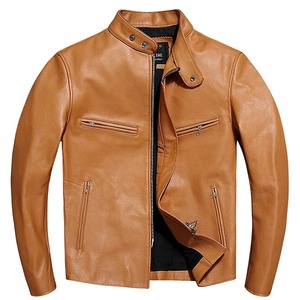 Chaqueta de cuero genuino personalizada con servicio OEM para hombre, chaquetas de hombre con cremallera para uso en invierno, nuevas chaquetas de cuero a la moda para hombre a la venta - Product Image 4