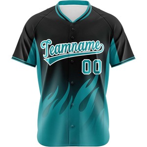 Camiseta de softbol abotonada, sublimación personalizada, camiseta de béisbol gráfica, tela bordada de malla, nombre del equipo juvenil, número apto para EE. UU. - Product Image 2
