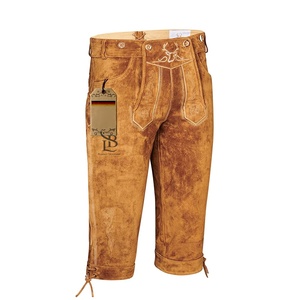Pantalones Cortos Lederhosen de Cuero Vacuno Genuino 100% de la Mejor Calidad para Hombre, Transpirables, Talla Grande, Cintura Media, Estilo Urbano - Product Image 4