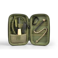 Étui de survie multifonction de luxe personnalisé en EVA pour outils, avec allume-feu en acier à haute teneur en carbone et fermeture éclair, sac à allume-feu