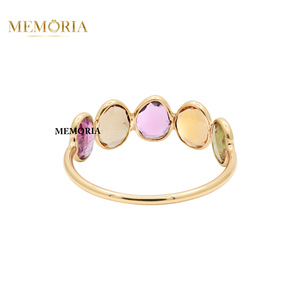 Anillo de Compromiso de Oro Amarillo Sólido de 18k con Turmalina Multicolor Preciosa en Engaste de Bisel, Certificado por IGI, Hecho a Mano, Regalo para Ella - Product Image 5