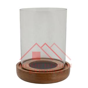 High Quality Table Top Wooden <b>Candle</b> <b>Holder</b> with <b>Glass</b> Votive Best Seller Round Wooden <b>Candle</b> Stands for Events Decor - Product Image 2