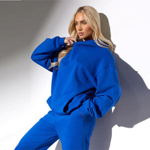 Ensemble de haut court à col rond rose surdimensionné à la mode ourlet roulé fabricants de survêtement ensemble de jogging personnalisé pour femmes survêtement - Product Image 2