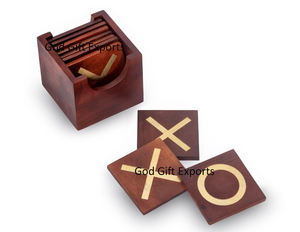 Ensemble de sous-verres en bois de manguier de qualité supérieure fabriqué à la main support en bois classique usage domestique tapis et tampons en marbre-organiser style élégant de table - Product Image 5