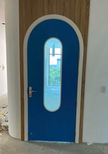 Porte en film PVC WPC arquée DEWOO, style minimaliste, surface finie, imperméable, pour salon/toilettes, ouverture manuelle, bois-plastique - Product Image 5