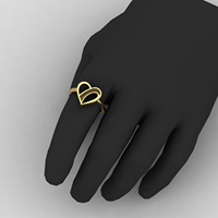 Handgefertigter Echter 925 Sterling Silber 22k/18k Vergoldeter 13mm Herzförmiger Blanko-Ringfassung mit Harzfüllung Schmuck