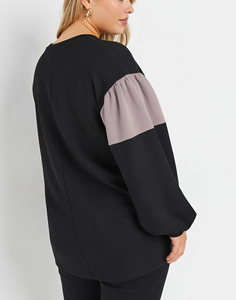 OEM surdimensionné confortable femmes sweat-shirt coton lourd polaire ras du cou pull bloc de couleur à la mode dames sweat-shirt - Product Image 4