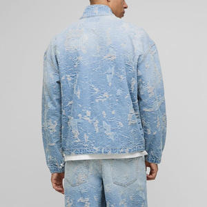 Chaqueta vaquera Vintage para hombre totalmente desgastada de tendencia superior Otoño Invierno Chenille personalizado bordado frente impermeable Forro de lana - Product Image 3