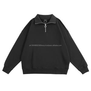 Custom Unisex Jogging Hoodie Half Zip Up Mock Neck men Cotton Polyester Sweatshirt Fleece Pullover 14 Zip collar Sweatshirt - Product Image 3