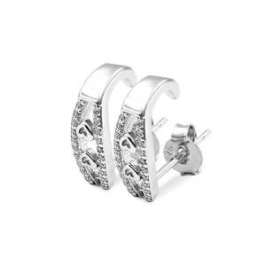 Pendientes de Plata con Diseño de Corazón de Cristal Zarkan, Semi-Aro, para Mujer - Product Image 5