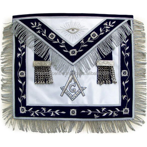 Tabliers de cérémonie maçonniques de luxe avec broderies raffinées, écharpes et colliers personnalisés, artisanat de haute qualité, fournisseur en gros - Product Image 2