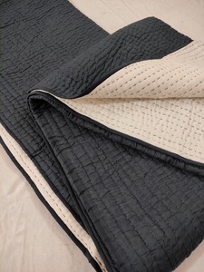 Handmade Reversible Kantha <b>Bedding</b> Cotton <b>Quilt</b> With Filling, Solid <b>Quilt</b>, Hand Stitched Handmade <b>Quilted</b> Throw Soft Blanket - Product Image 2