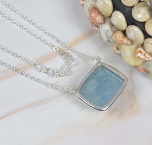 Collar de Aguamarina natural hecho a mano, joyería de piedras preciosas de plata esterlina, regalo para ella - Product Image 2