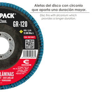Disco Abrasivo a Lamelle in Acciaio Inox al Zirconio - Plus 115x22 mm. Grana 120 - Product Image 4