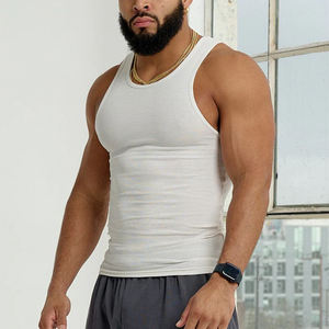 Camiseta sin Mangas Ajustada de Algodón y Elastano de Alta Calidad, Camiseta Personalizada Elástica para Hombre - Product Image 1