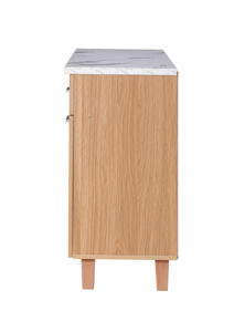 ตู้เก็บของในครัวลายไม้โอ๊คและหินอ่อนสีขาวแบบเรียบง่ายทันสมัยไม้เอ็มดีเอฟเนื้อแข็งผลิตในประเทศมาเลเซียพร้อม K406L ชั้นและประตูแบบเปิด - Product Image 3