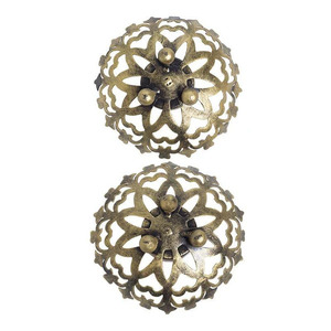 Bougeoir sophistiqué en or de Noël Bougeoir majestueux avec breloque classique brillante métallique polie - Product Image 4