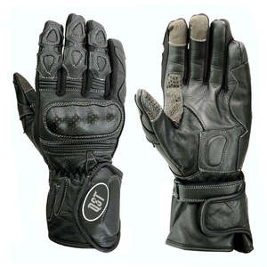 Gants de moto en cuir avec protection des jointures rigides, paume antidérapante et fonction tactile pour homme – Équipement moto - Product Image 4
