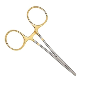 Fórceps hemostáticos de pesca con atado de moscas de medio oro, fórceps de pesca de tamaño personalizado de acero inoxidable alemán de 5" - Product Image 3