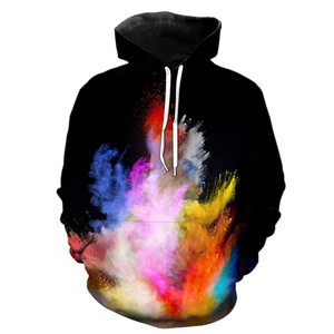 Sudaderas con capucha con patrón de tinta de Color para hombres y mujeres, sudadera con estampado 3D de polvos coloridos, jerséis holgados de manga larga con capucha informales para niños - Product Image 3