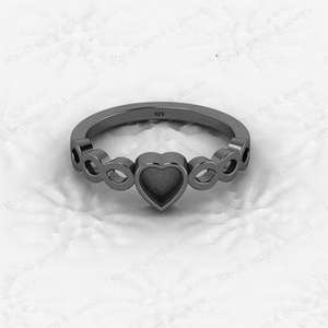 Anillo de Compromiso de Plata de Ley 925 Genuina de Alta Calidad con Engaste de Bisel de Media Marquesa de Corazón de 5x5 mm, Joyería Fina de Recuerdo - Product Image 2