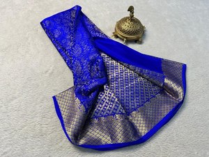 Hermoso Sari brocado de seda con zari tejido por todo el sari - Product Image 3