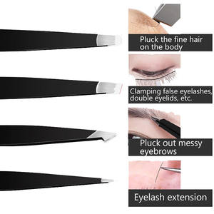 Pince à épiler professionnelle OEM de haute qualité, personnalisée, en acier inoxydable, à pointe, pour extensions de cils en fibre volumineuse, avec poignée diamant blanche - Product Image 3