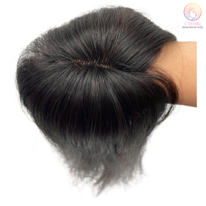 Cabello Real Premium hecho encaje transparente Color Natural Topper mujeres para cabello fino 16 pulgadas cabello humano vietnamita Topper - Product Image 4