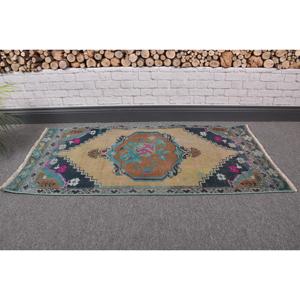 พรมขนาด 1.8x3.7 ฟุต, พรมตุรกีโบราณขนาดเล็ก, พรมขนสัตว์สีน้ำเงิน - Product Image 1