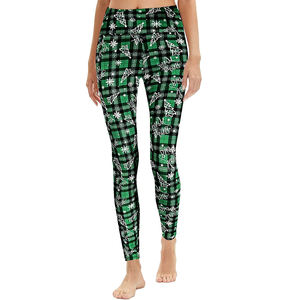 Venta al por mayor personalizado impreso Navidad Leggings Medias doble cepillado leche seda alta cintura Yoga Pantalones Leggings para las mujeres - Product Image 3