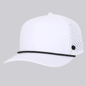 Casquette Snapback structurée à 5 panneaux personnalisée, visière incurvée élégante, broderie 3D, bouton en plastique, imperméable, casquette de golf, découpe au laser, extérieur - Product Image 4