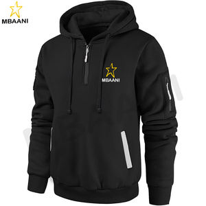 Sweat-shirt à capuche décontracté pour homme, pull à manches longues avec fermeture éclair quart de tour et poche kangourou - Product Image 1