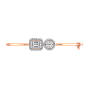 14K สร้อยข้อมือทองแท้ดีไซน์เนอร์เสน่ห์แบบเปิดคู่พร้อมเพชรที่ปลูกในห้องปฏิบัติการสำหรับงานแต่งงาน - Product Image 3