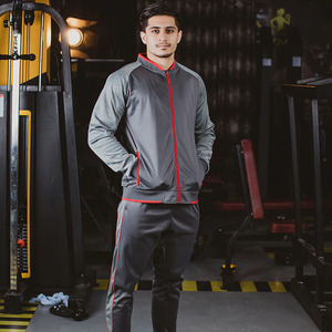 Venta al por mayor Fitness llegada hombres 100% algodón chándal conjunto hombres cremallera cuello falso chaqueta con pantalones para correr para la venta - Product Image 5