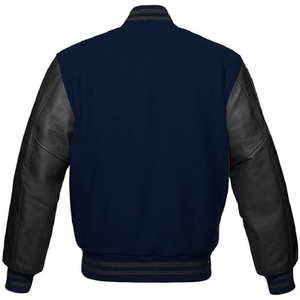 Blouson bomber bicolore bleu marine et gris – Veste universitaire classique élégante pour le quotidien – Tenue chic et tendance - Product Image 2