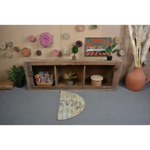 Vintage Turkish Wool <b>Rug</b> Rectangle Patchwork Design 2.5ft X 1.5ft Classic Large Area 10mm <b>Thickness</b> Latex Backing Beige Green" - Product Image 3