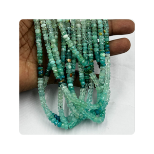 Wholesale Natural Peruvian <b>Blue</b> Opal Gemstone Faceted Rondelle <b>Beads</b> Approx. Size 4-6mm for Wedding Gifts in Gold or Silver - Product Image 4