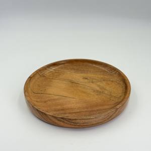 Assiettes rondes en bois d'acacia massif Plateau de service pour gâteaux Plats en bois naturel Couleur personnalisée Vaisselle de cuisine en bois - Product Image 1
