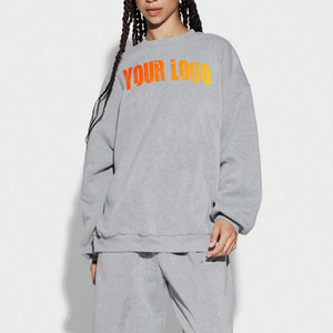 Venta al por mayor de las mujeres 100% de algodón de invierno sólido de peso pesado Regular Fit sudadera conjunto transpirable Jogging traje de chándal - Product Image 5