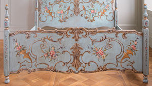 Juego de dormitorio de muebles franceses de lujo Técnicas de madera dorada antigua con hoja Artesanía Estilo clásico Aplicación de habitación de cama de cuero - Product Image 4