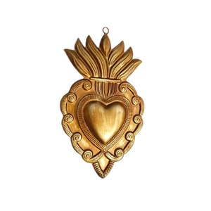 Grand cadre en laiton antique doré Sacré-Coeur Sunburst suspendu pour décoration murale cadeau et décoration catholique - Product Image 2