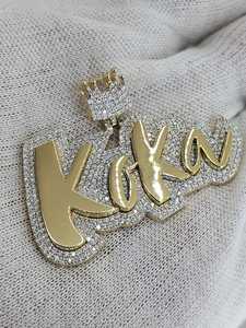 Pendentif Hip Hop en argent sterling 925 Lab Diamond Moissanite Iced Out avec nom personnalisé pour une tenue de fête - Product Image 2