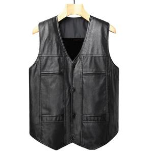 Chaleco de cuero popular para hombre Chaleco cálido de invierno grueso transpirable y a prueba de frío con ropa exterior lavable con cuello en V - Product Image 2