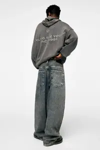 Jeans de Hombre 100% Algodón, Estilo Urbano, Color Gris Oscuro, Personalizables, Holgados, Rectos, Lavados a la Piedra - Product Image 2