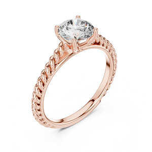 Bague solitaire en or jaune 14 carats pour femme avec diamant rond de laboratoire |   Bague en diamant pour usage quotidien |   Diamant de culture - Product Image 5