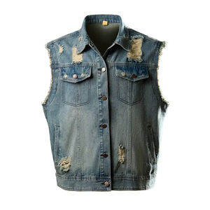 <b>Mens</b> Retro Distressed Denim <b>Vest</b> | Loose Fit Sleeveless Jean Jacket | Shoulder Cutoff Outerwear for Spring Autumn Streetwear - Product Image 2