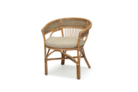 Fauteuil modulaire moderne en rotin capitonné avec coussin, dossier à lattes, pieds en bois faits à la main, chaise de salon de loisirs, mobilier de maison